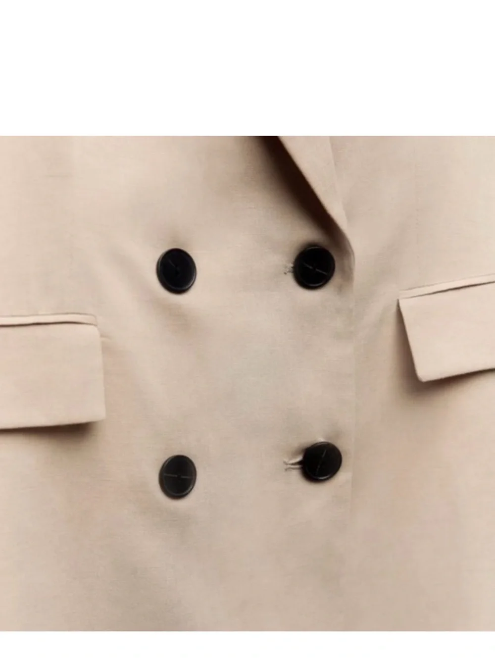 Zara Double-Breasted linen blend Tan Blazer Jacket - Picture 6 of 7